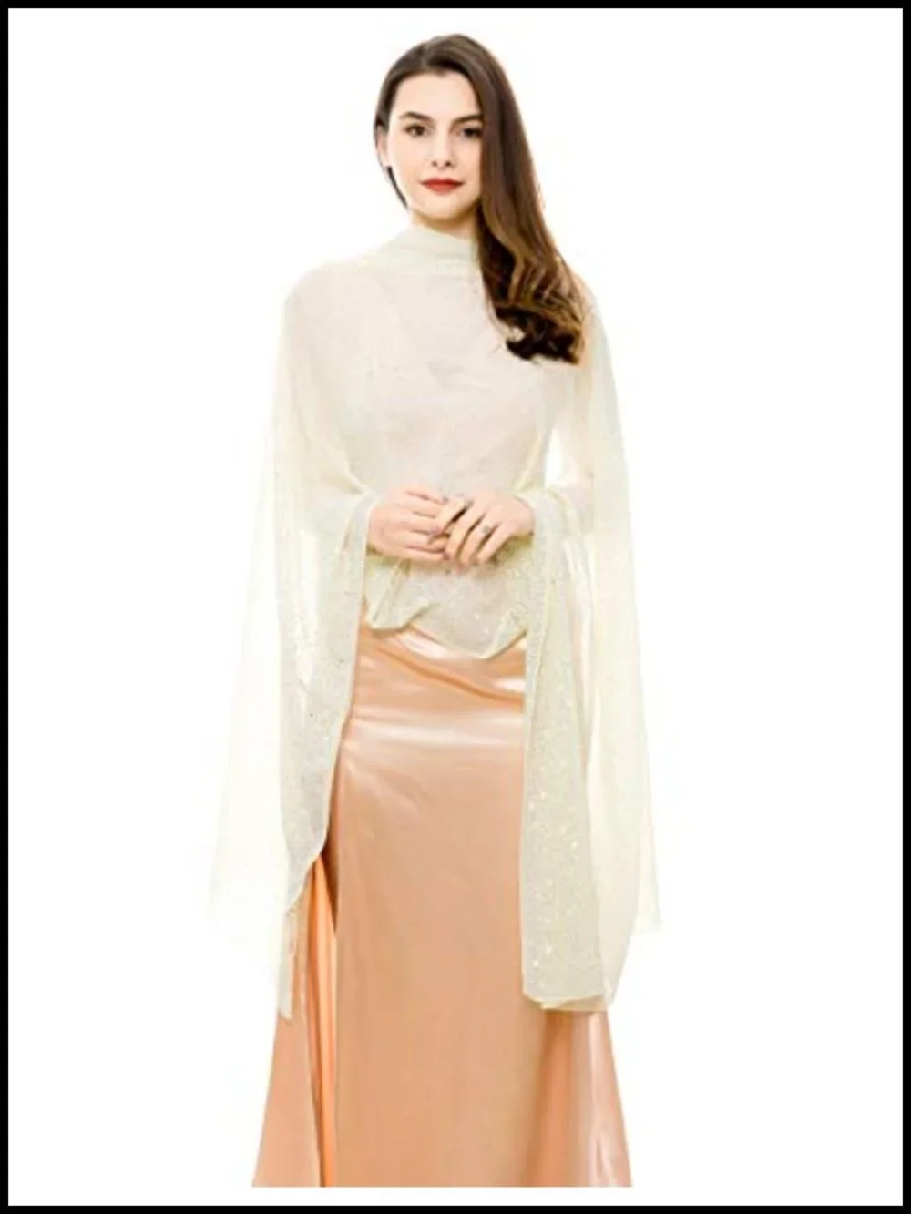 Chiffon Pashmina Shawl Rhinestones Sparkly Wrap for Evening Dresses
